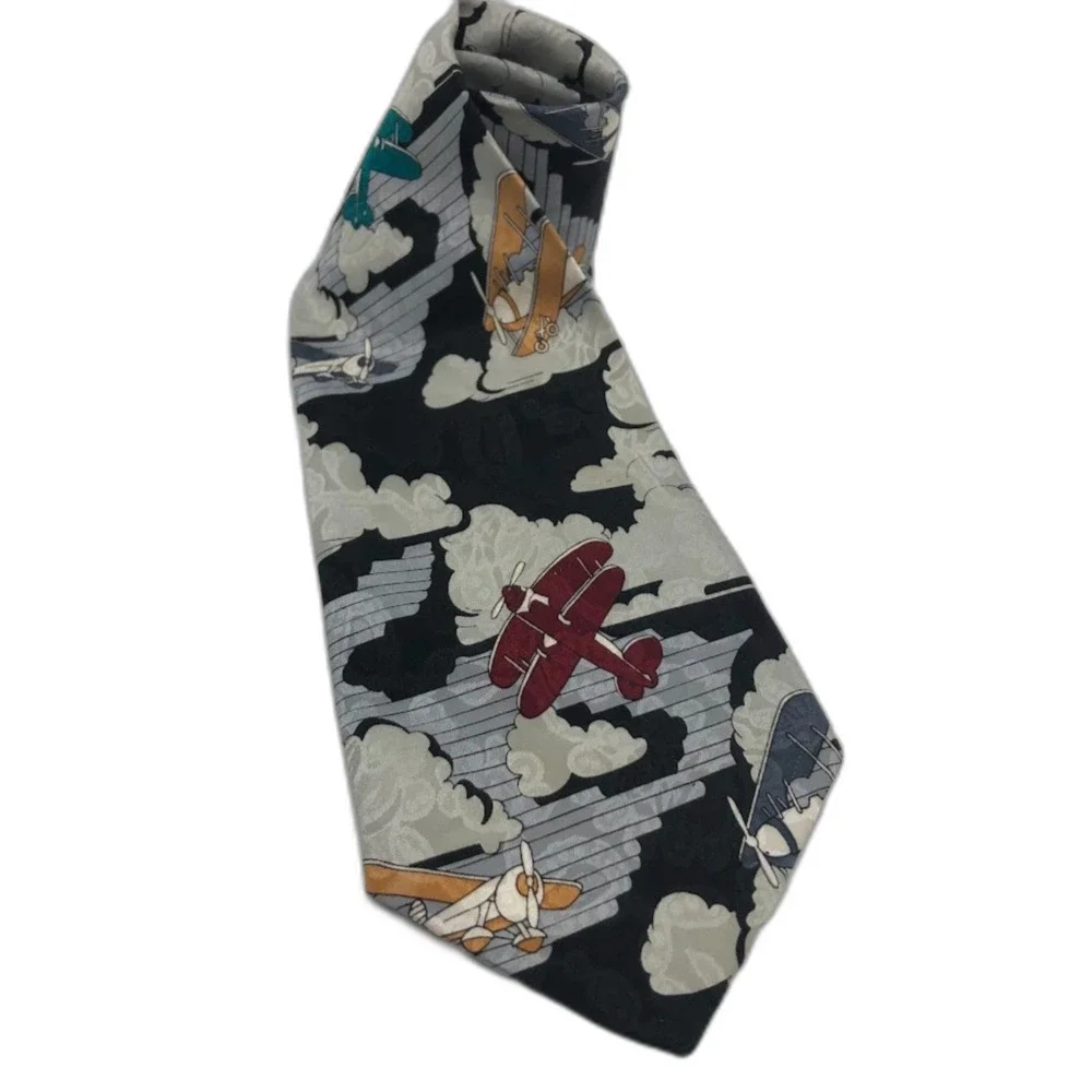 Vintage Designs by A Rogers Mens Neck Tie Airplane Aviation Pilot Retro Neckwear